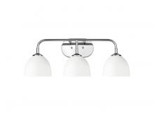  6956-BA3 CH-WHT - Zoey 3-Light Vanity Light in Chrome with Matte White